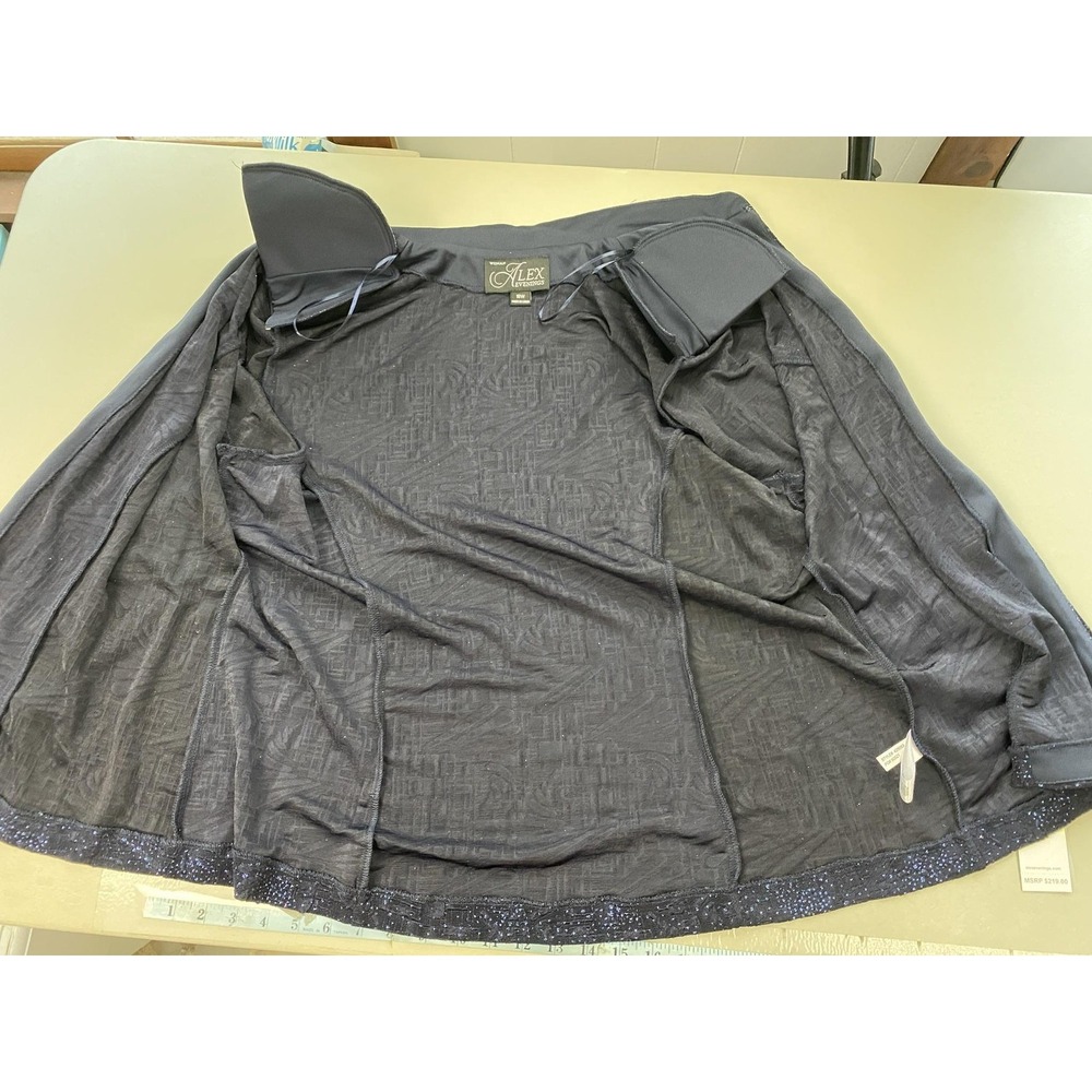 Alex Evenings 2 Piece Dress Jacket Set Womens 18W Navy Blue Glimmer Gown Formal - Picture 6 of 16